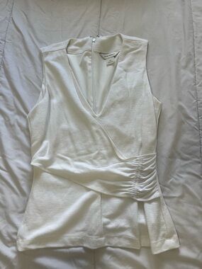 White Sleeveless Wrap-Style Top